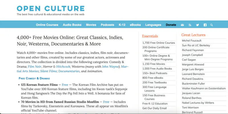 free movie download site - Open Culture