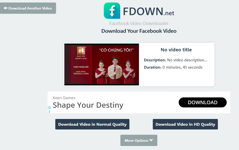 download Facebook video in FDown.net