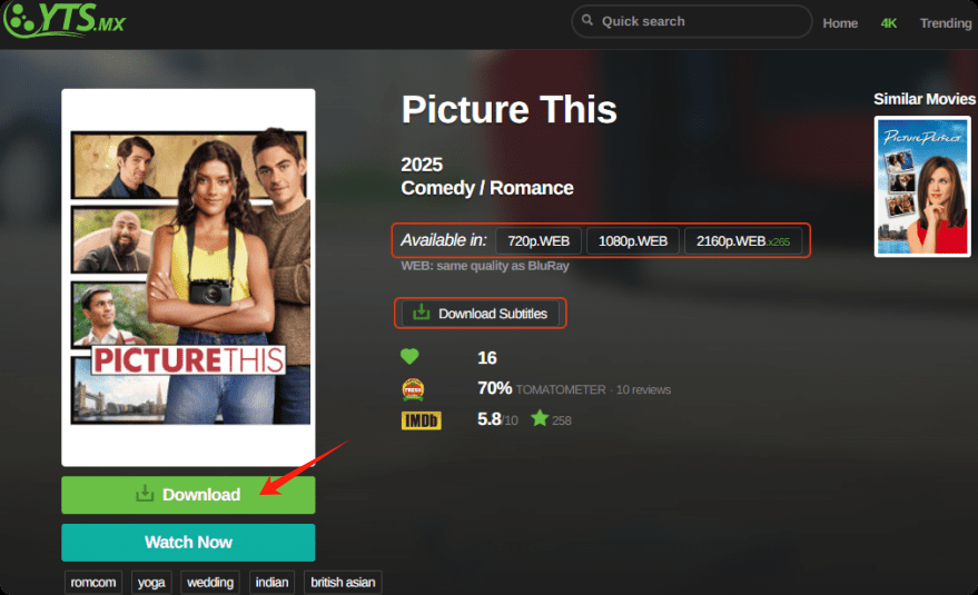 download movie on YTS