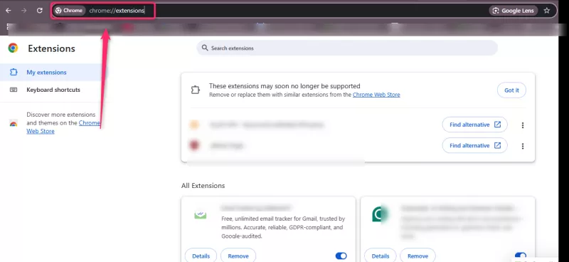 remove suspicious extensions