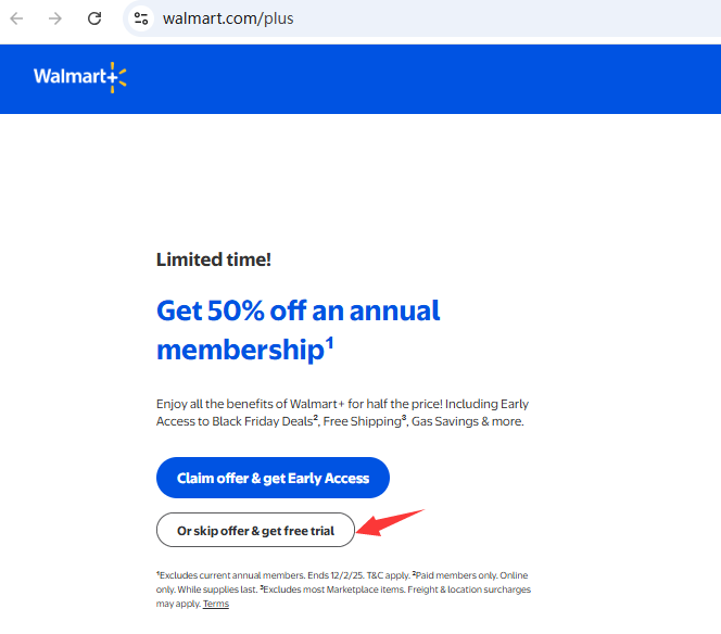 get Walmart Plus free trial