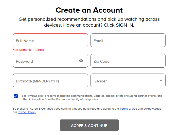 sign up Paramount Plus free