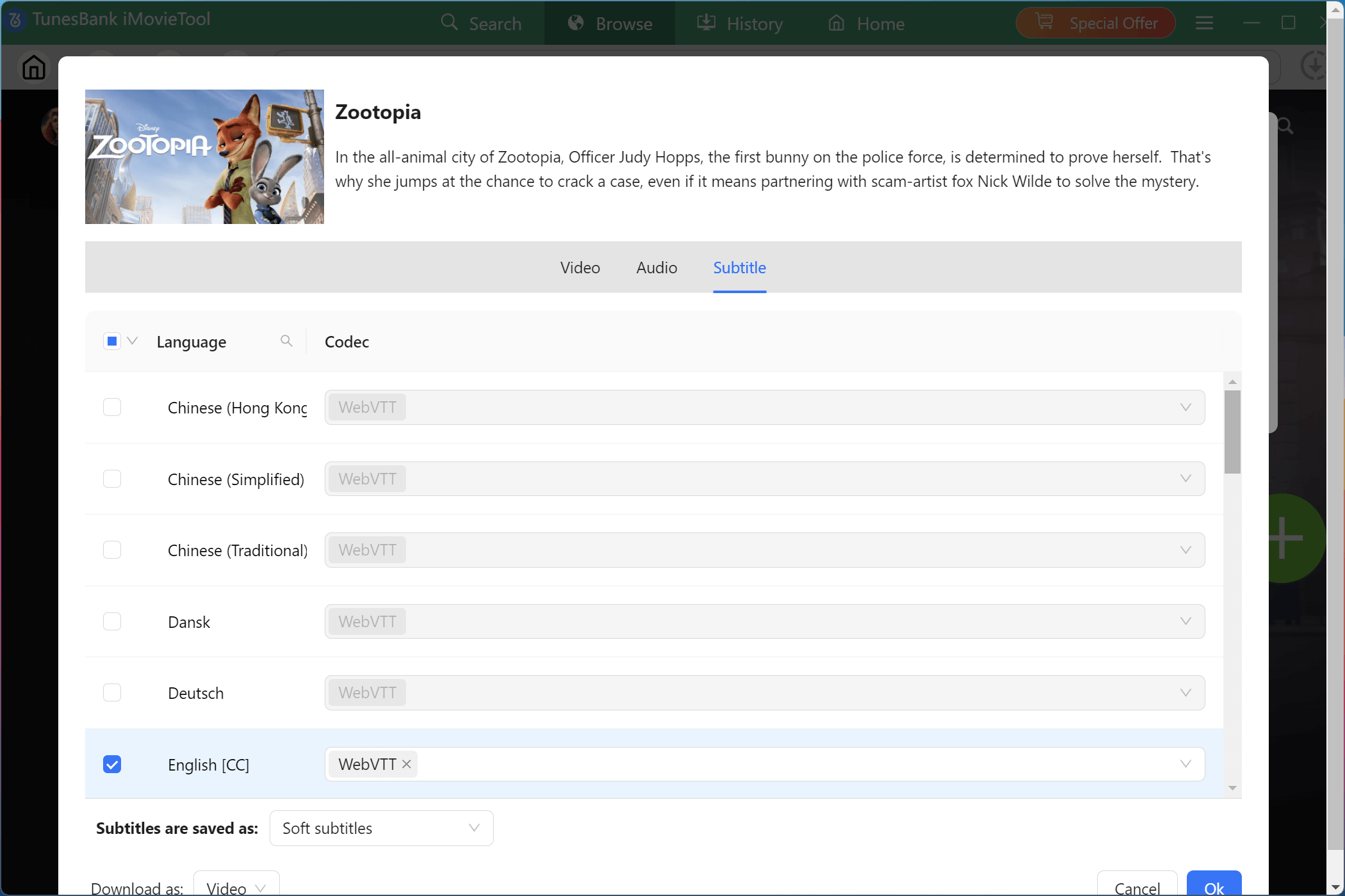 choose Zootopia subtitle