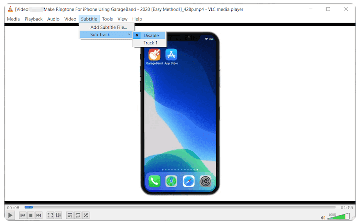 disable subtitle in VLC