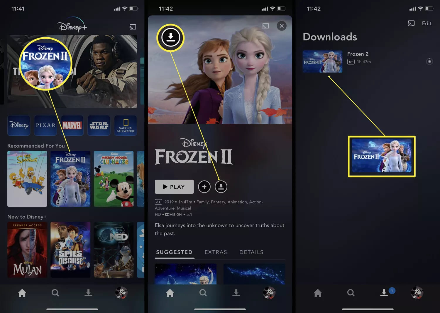 download Frozen in Disney Plus app
