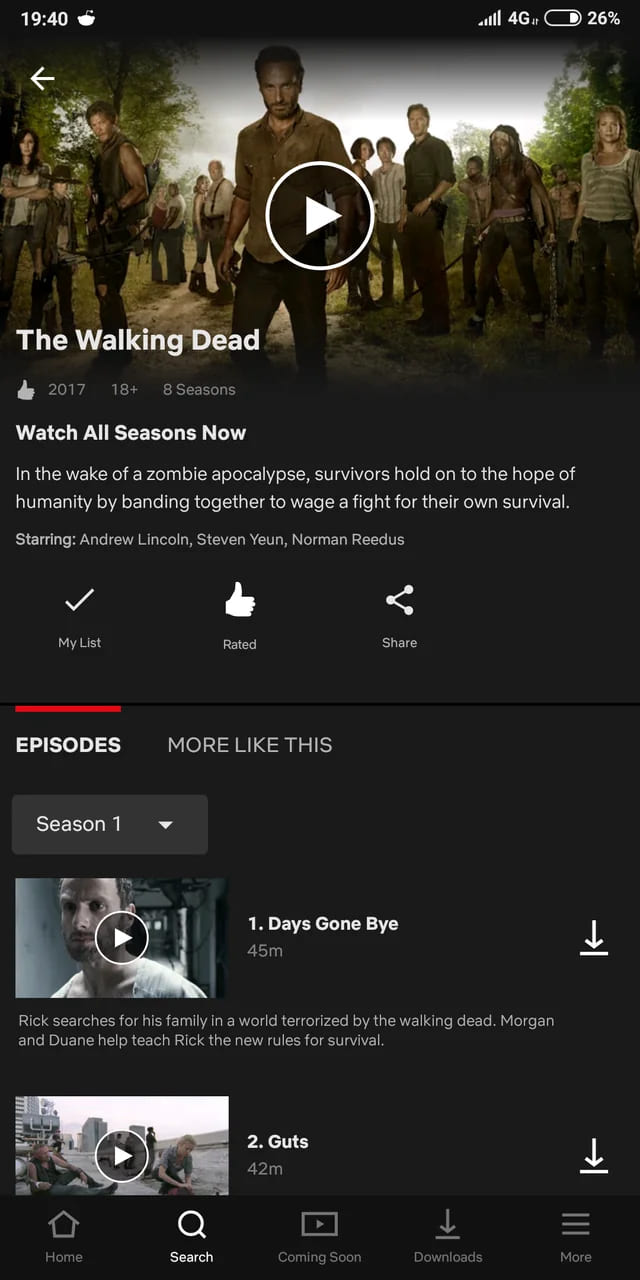 download The Walking Dead in Netflix app