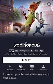 download Zootopia in Disney Plus app