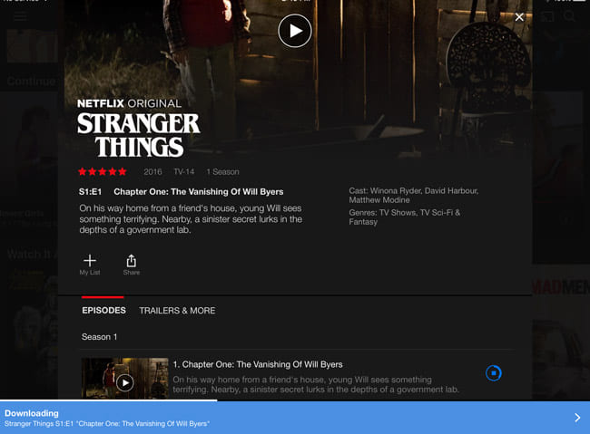 download stranger things season 1 episodes in app