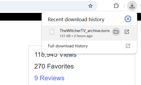 find downloaded The Witcher file
