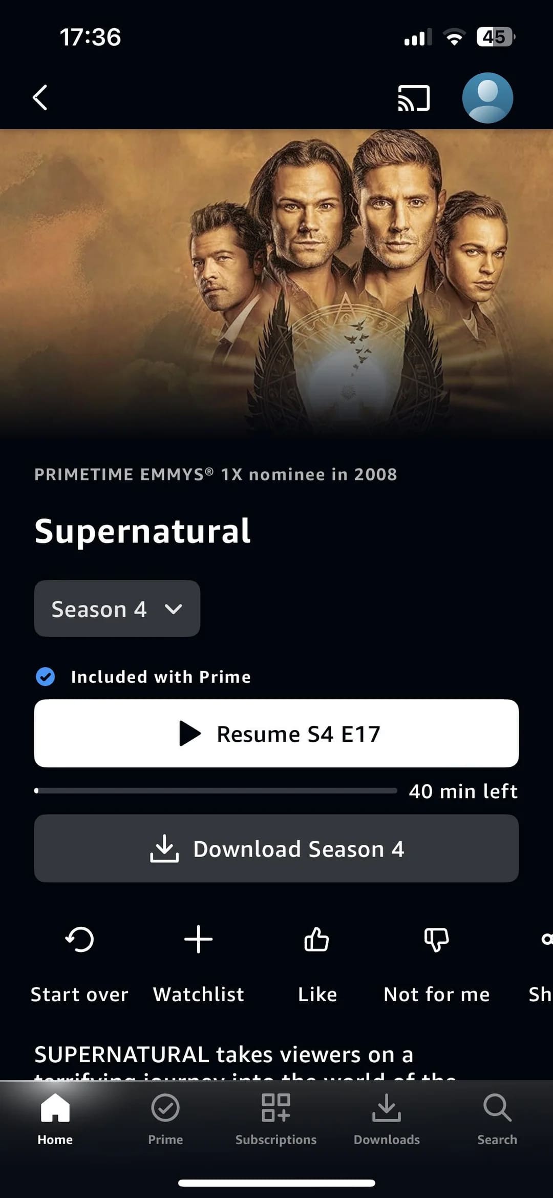 download Supernatural on Amazon Prime App