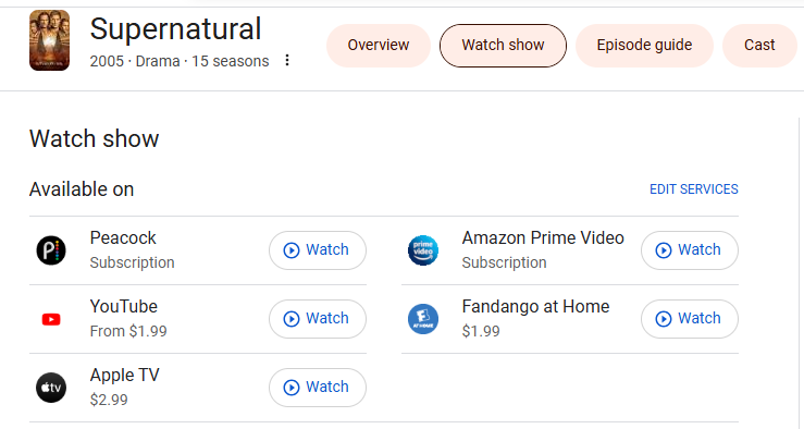 where to download Supernatural