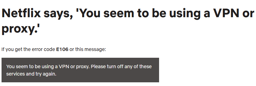Netflix error code E106