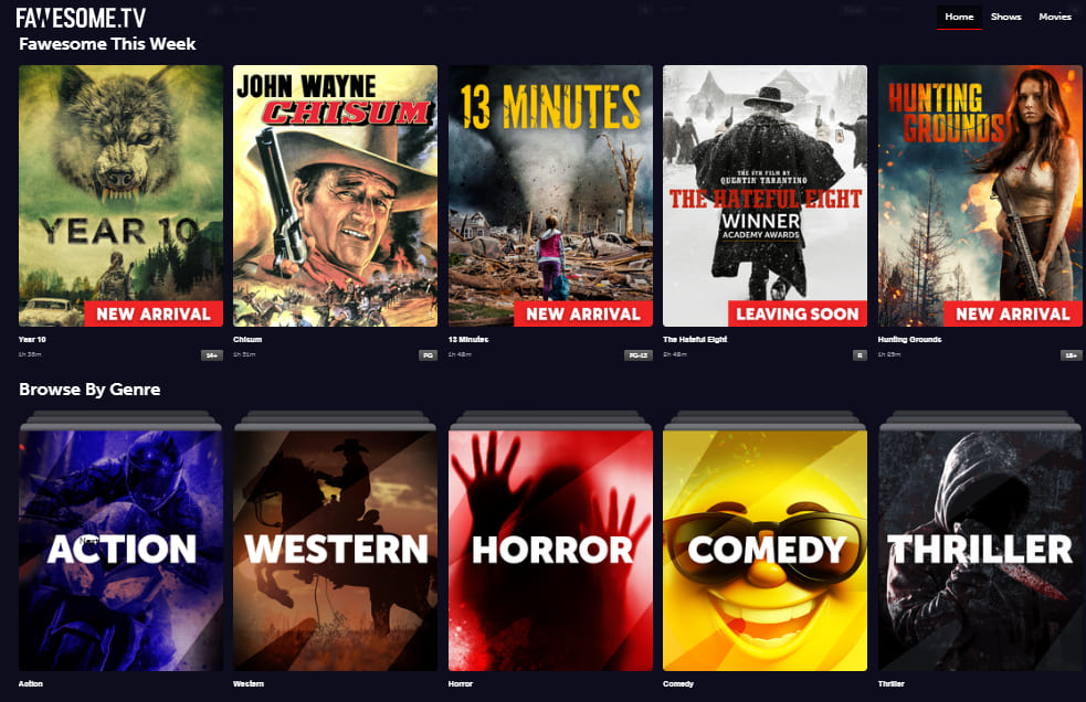 best websites for free movies & shows - Fawesome TV