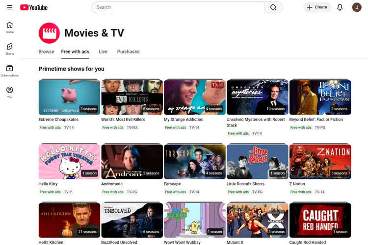 best websites for free movies & shows - YouTube