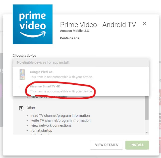 check Android TV compatibility for Prime Video