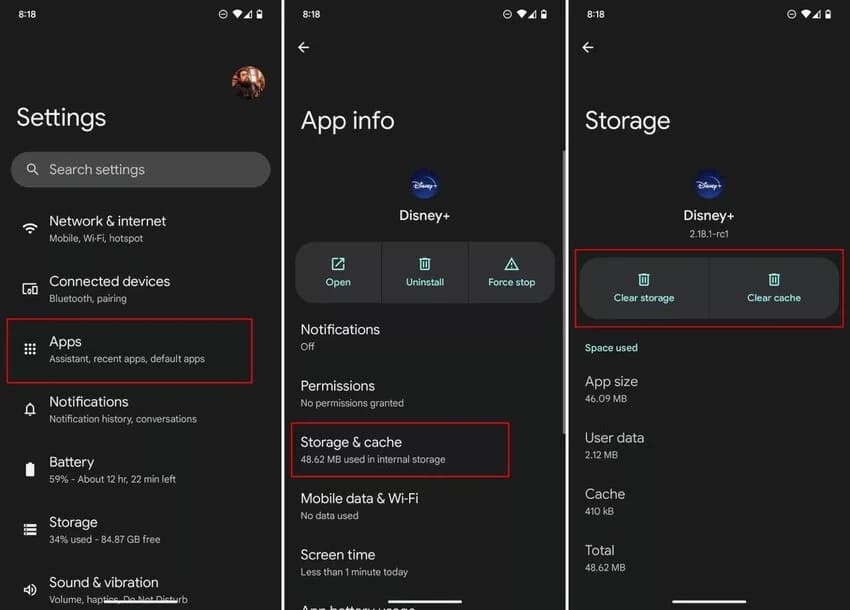 clear Disney Plus app cache