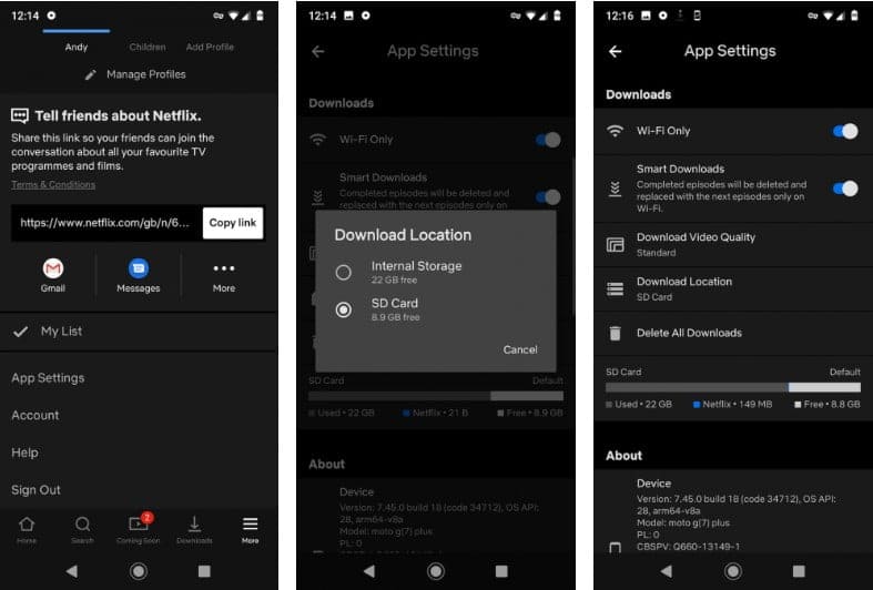 download Netflix to SD card