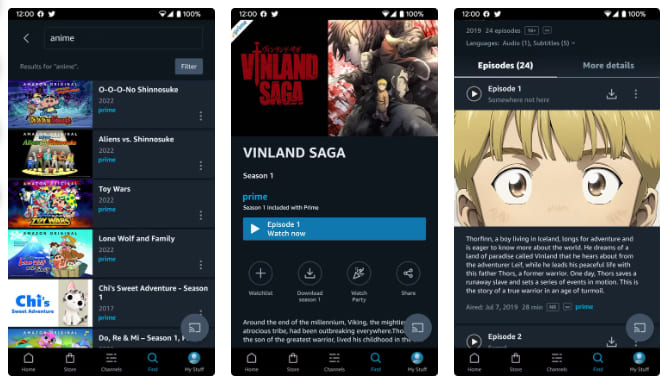 download anime in Amazon Prime Video app for free