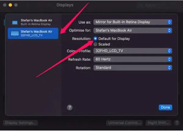 Mirror Built-in Display Mac to TV