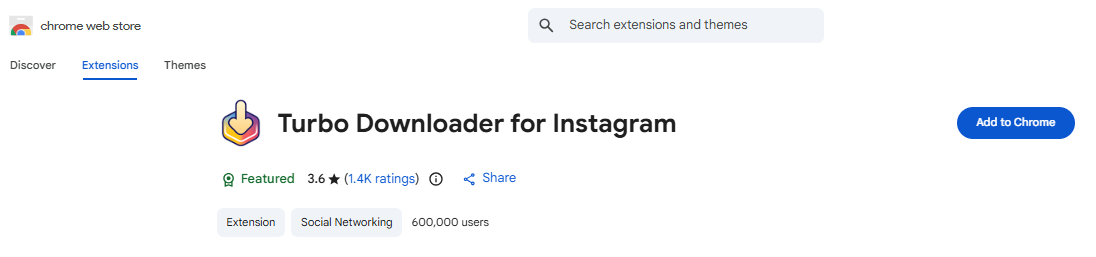 Turbo Downloader for Instagram on Chrome
