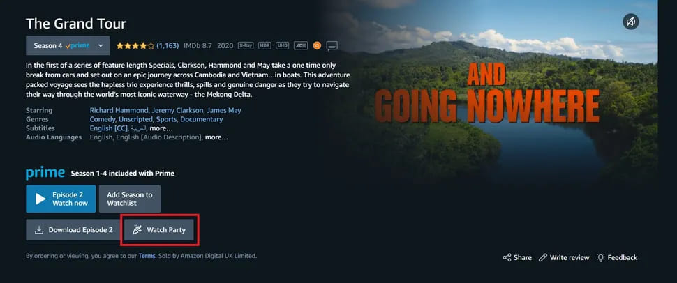 click Watch Party on Amazon Prime