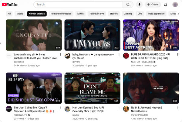 YouTube Korean dramas