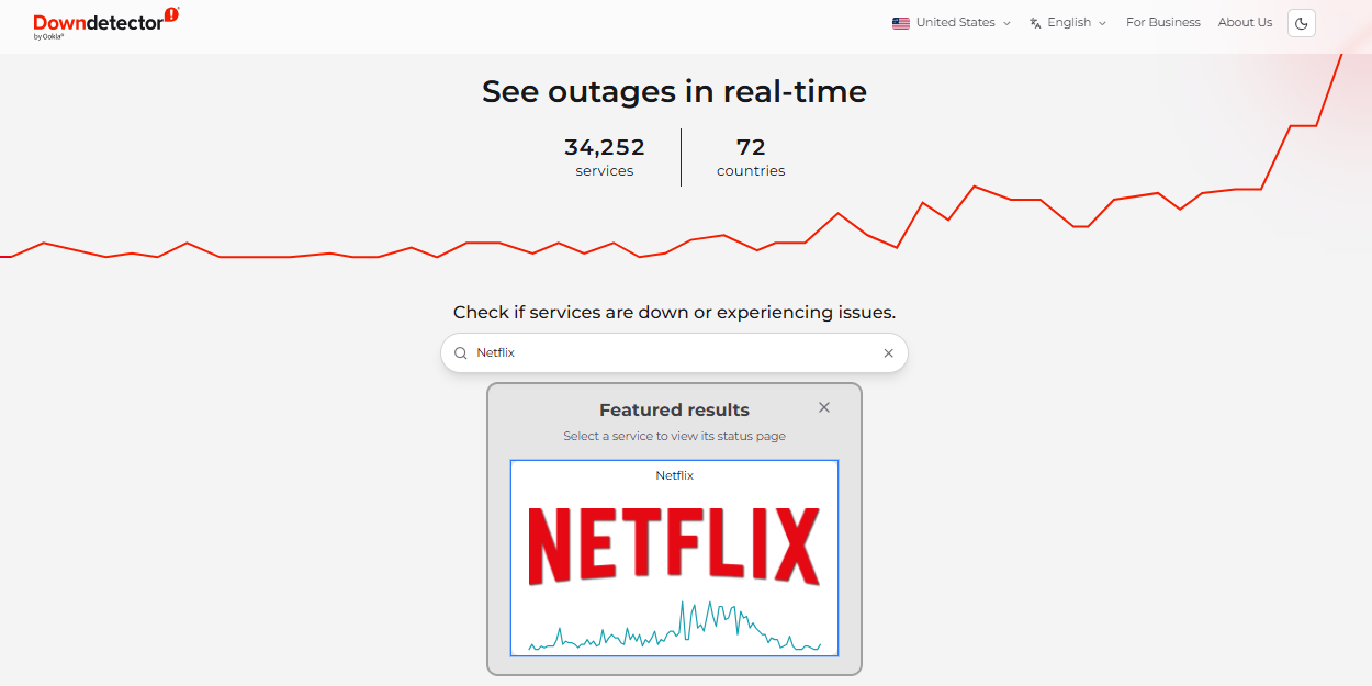 check Netflix server on Downdetector