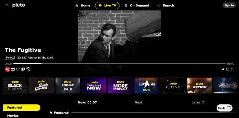 pluto tv homepage