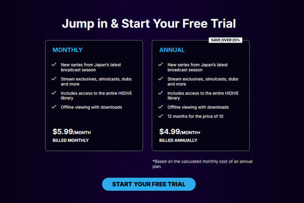 Hidive vs Crunchyroll: HIDIVE price