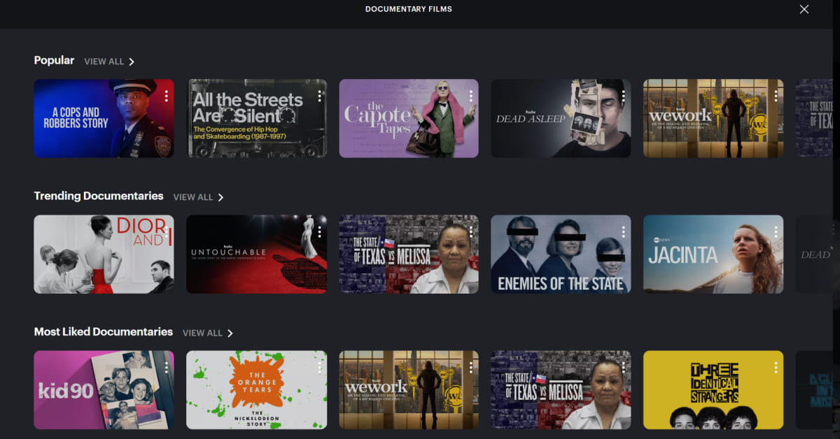 best documentary site - Hulu