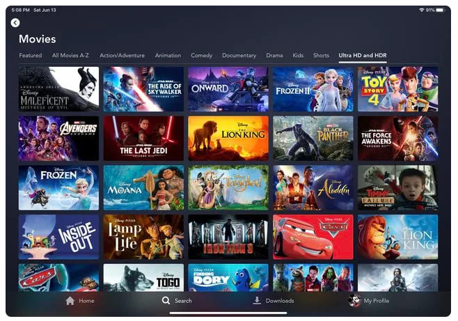 find 4K movies on Disney Plus
