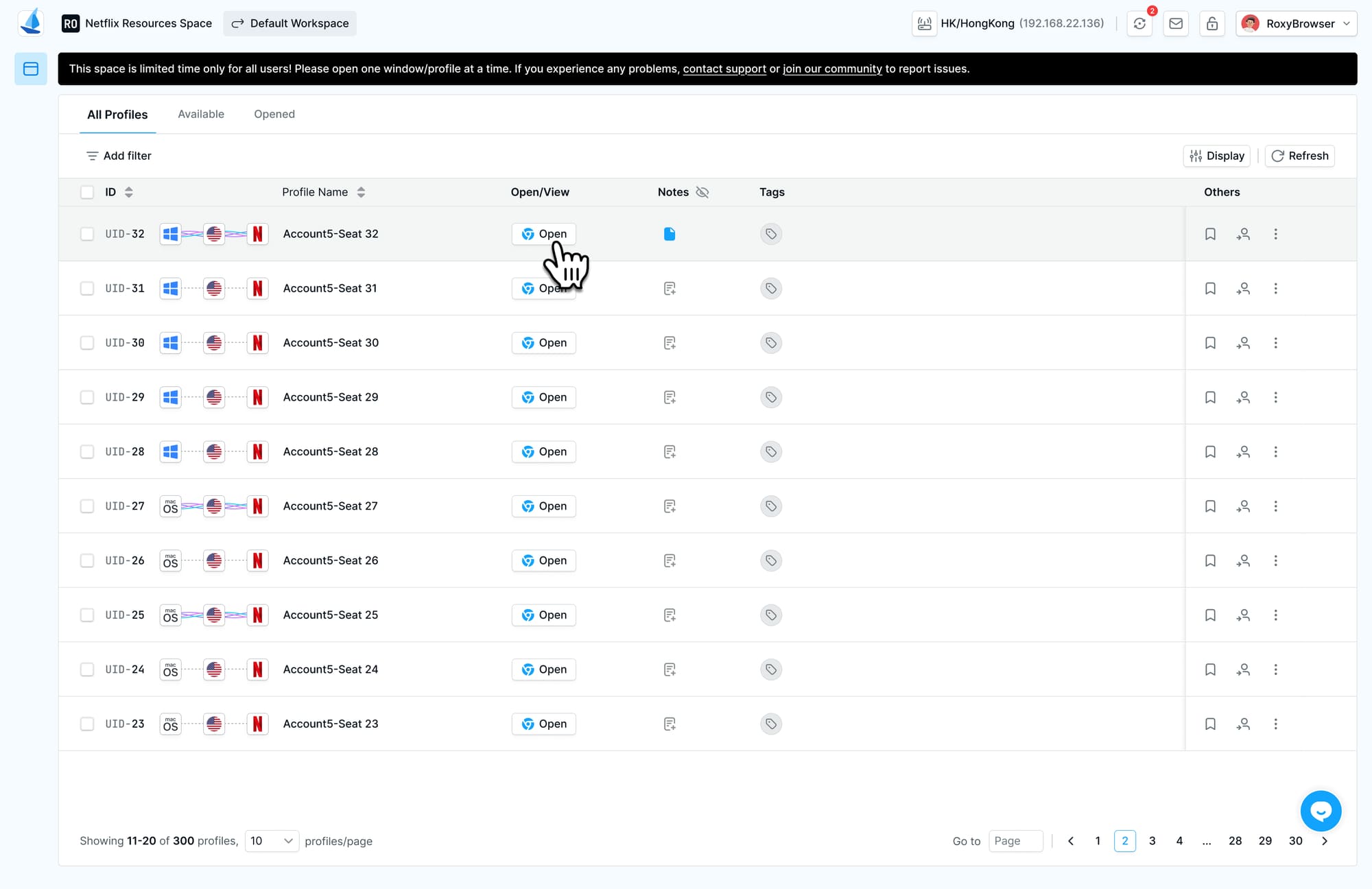 choose browser window on RoxyBrowser